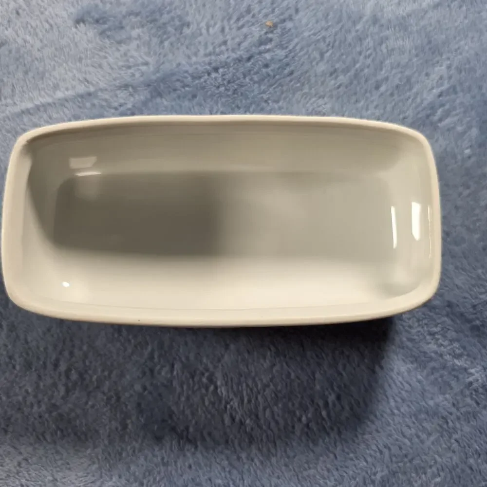 Vintage Diane Japan Fine Porcelain Covered Butter Dish Blue Floral Silver Trim